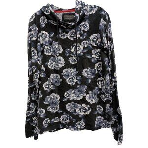 Cactus Mens Hoodie Size XL Black Floral Y2K Grunge Streetwear Pullover Casual